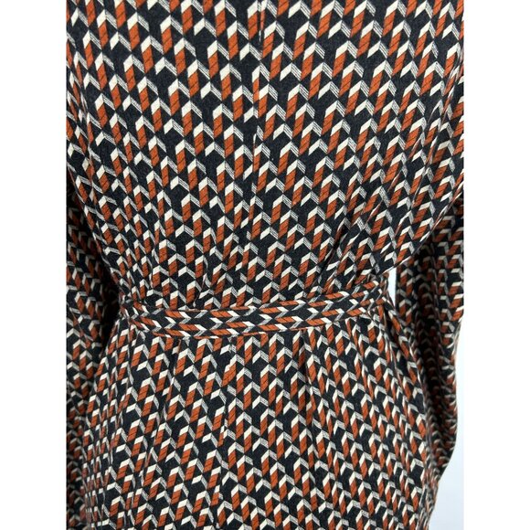 1970s Diane Von Furstenberg Womens 16 Geometric Pattern Long Sleeve Dress Italy - Picture 11 of 15